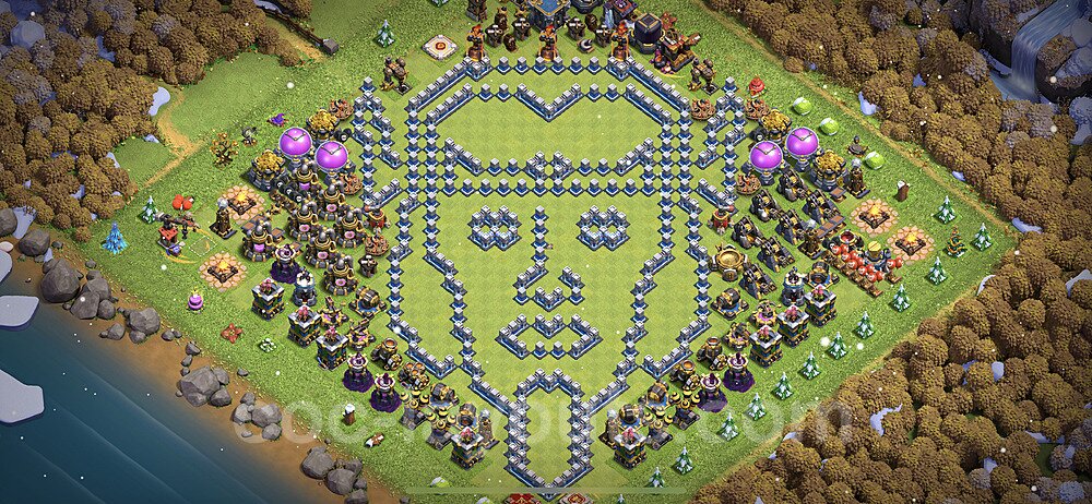 TH12 Funny Troll Base Plan with Link, Copy Town Hall 12 Art Design 2023, #31