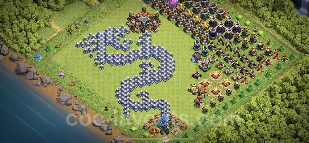 TH12 Funny Troll Base Plan with Link, Copy Town Hall 12 Art Design 2023, #33