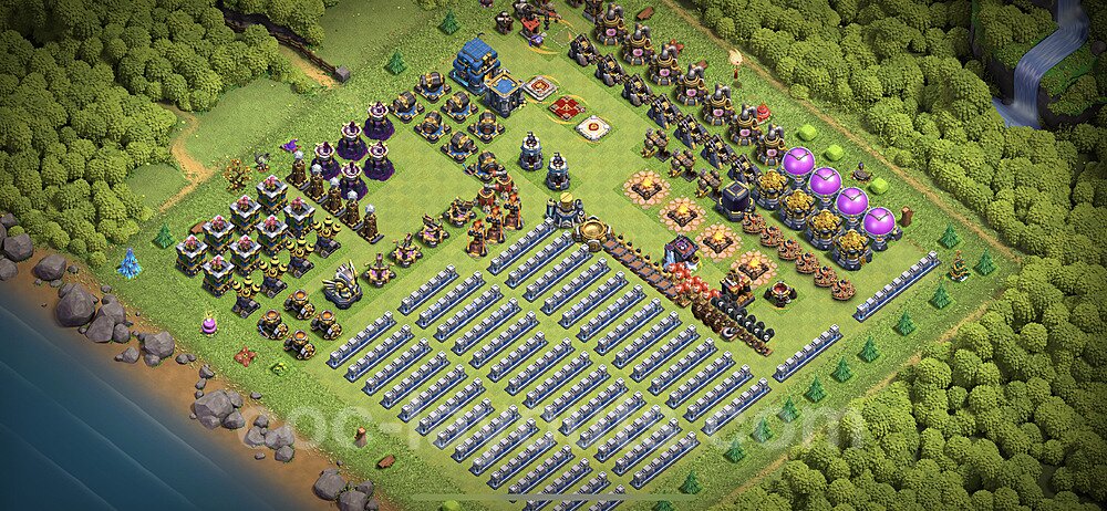 TH12 Funny Troll Base Plan with Link, Copy Town Hall 12 Art Design 2023, #34