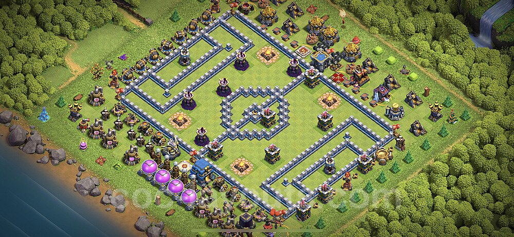 TH12 Funny Troll Base Plan with Link, Copy Town Hall 12 Art Design 2023, #36