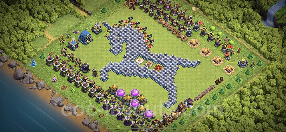 TH12 Funny Troll Base Plan with Link, Copy Town Hall 12 Art Design 2023, #37