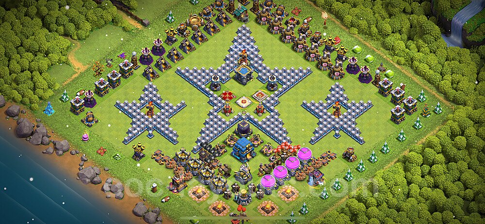 TH12 Funny Troll Base Plan with Link, Copy Town Hall 12 Art Design 2024, #39