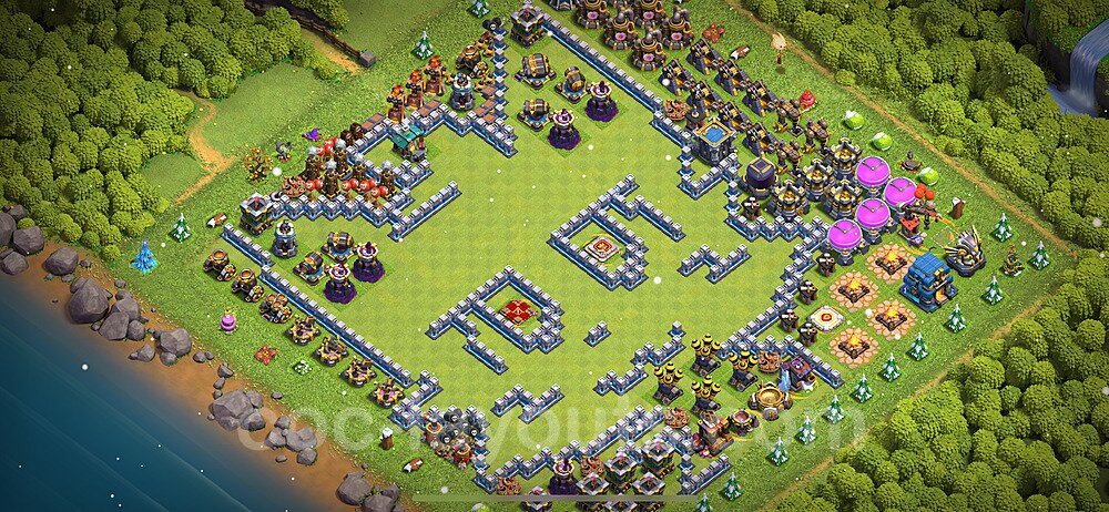 TH12 Funny Troll Base Plan with Link, Copy Town Hall 12 Art Design 2024, #42