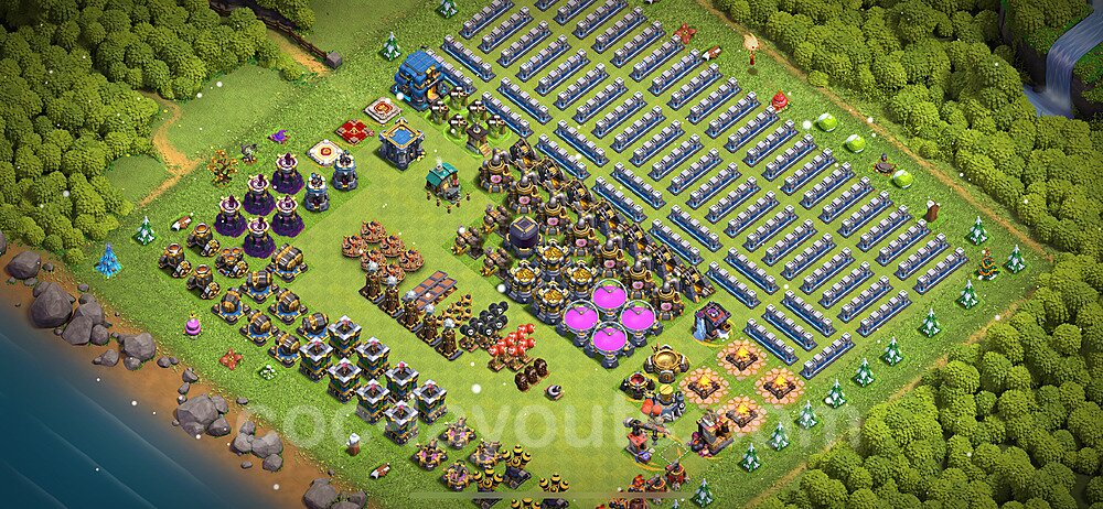 TH12 Funny Troll Base Plan with Link, Copy Town Hall 12 Art Design 2024, #43