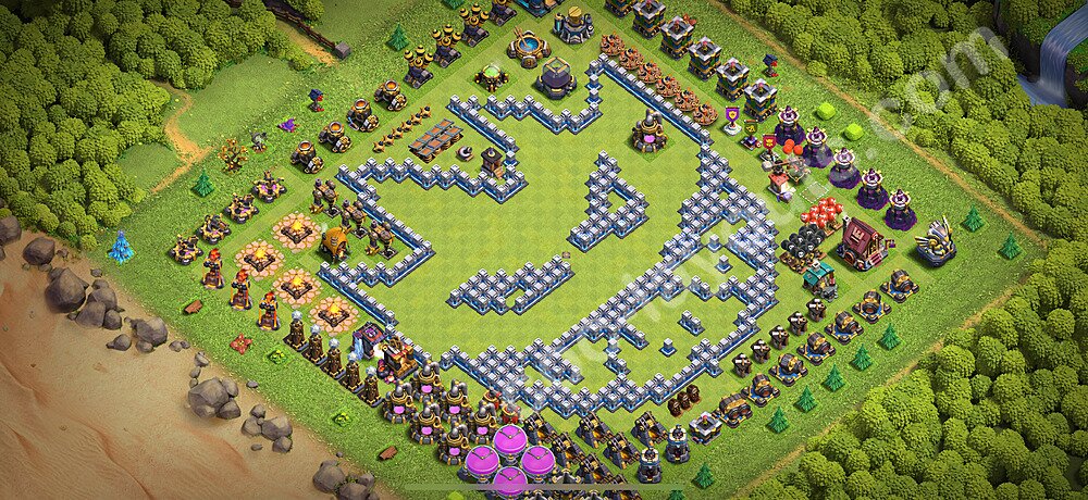 Die Troll Funny Base RH12 + Link 2026 - COC Rathaus Level 12 Art Base - #46