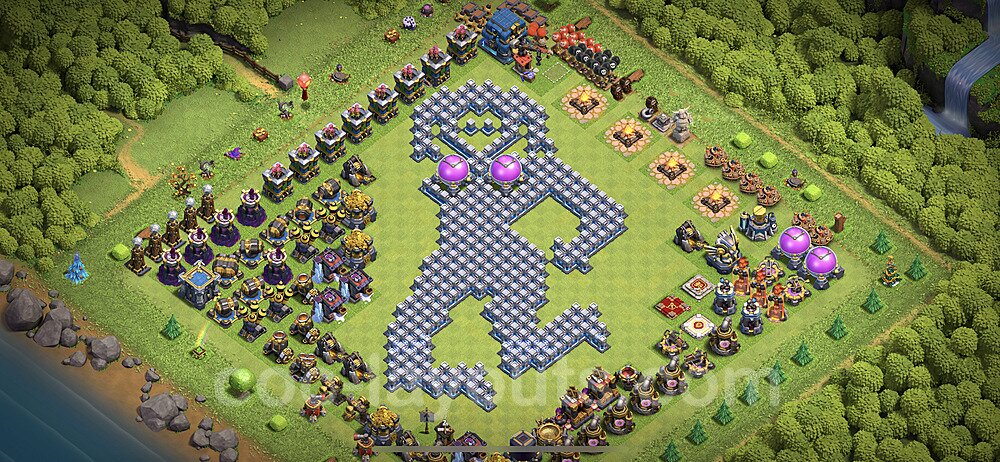 TH12 Funny Troll Base Plan with Link, Copy Town Hall 12 Art Design 2021, #5