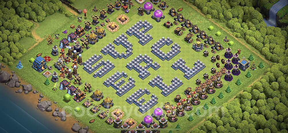 TH12 Funny Troll Base Plan with Link, Copy Town Hall 12 Art Design 2021, #6