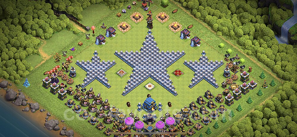 TH12 Funny Troll Base Plan with Link, Copy Town Hall 12 Art Design 2021, #7