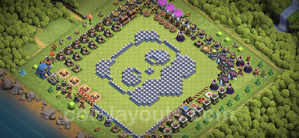 TH12 Funny Troll Base Plan with Link, Copy Town Hall 12 Art Design 2021, #8