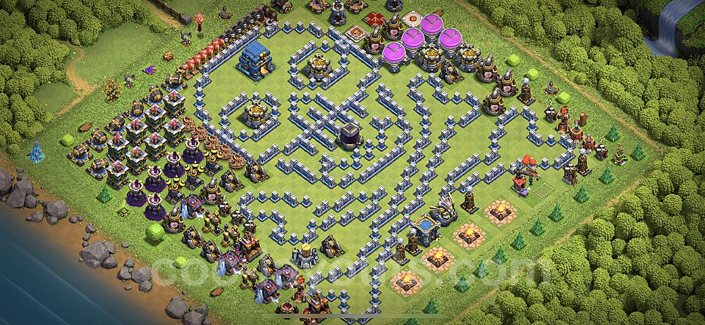 TH12 Funny Troll Base Plan with Link, Copy Town Hall 12 Art Design, #9