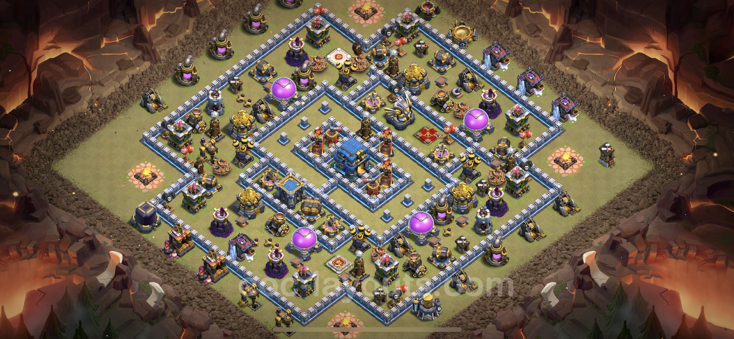 Best Anti 3 Stars War Base TH12 with Link, Anti Air / Electro Dragon