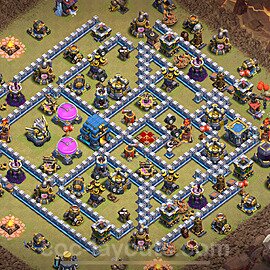 TH12 Anti 2 Stars CWL War Base Plan with Link, Hybrid, Copy Town Hall 12 Design 2023, #126