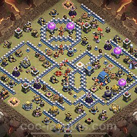 TH12 Anti 3 Stars CWL War Base Plan with Link, Hybrid, Copy Town Hall 12 Design 2023, #130