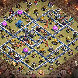 TH12 Anti 3 Stars CWL War Base Plan with Link, Hybrid, Copy Town Hall 12 Design 2025, #154