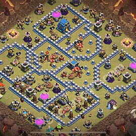 Diseño de aldea para Guerra Anti 3 Estrellas Ayuntamiento 12 Copiar - COC TH12 Perfecta Distribucion 2026 + Enlace - #188