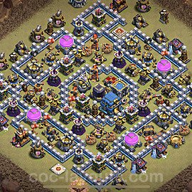 TH12 Anti 2 Stars CWL War Base Plan with Link, Hybrid, Copy Town Hall 12 Design, #23