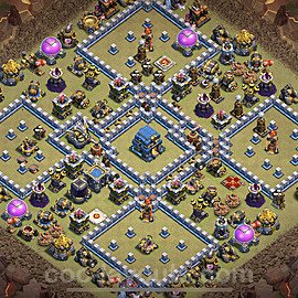 Diseño de aldea para Guerra Anti 2 Estrellas Ayuntamiento 12 Copiar, Anti Todo - COC TH12 Perfecta Distribucion + Enlace - #29