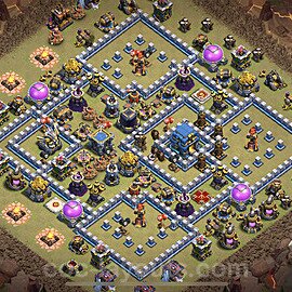 TH12 Anti 3 Stars CWL War Base Plan with Link, Anti Air / Electro Dragon, Copy Town Hall 12 Design, #61