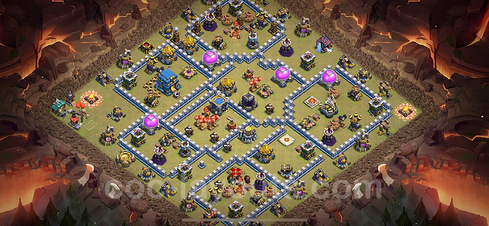 TH12 Anti 3 Stars CWL War Base Plan with Link, Copy Town Hall 12 Design 2024, #153