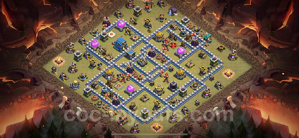 TH12 Anti 3 Stars CWL War Base Plan with Link, Hybrid, Copy Town Hall 12 Design 2024, #154