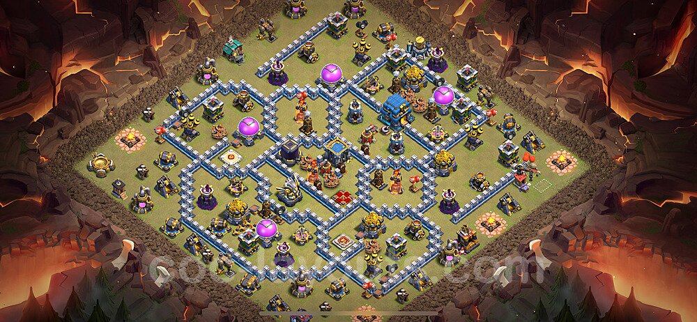 TH12 Anti 3 Stars CWL War Base Plan with Link, Anti Air / Electro Dragon, Copy Town Hall 12 Design 2024, #155