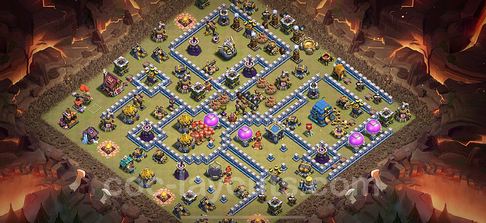 TH12 Anti 3 Stars CWL War Base Plan with Link, Copy Town Hall 12 Design 2025, #177