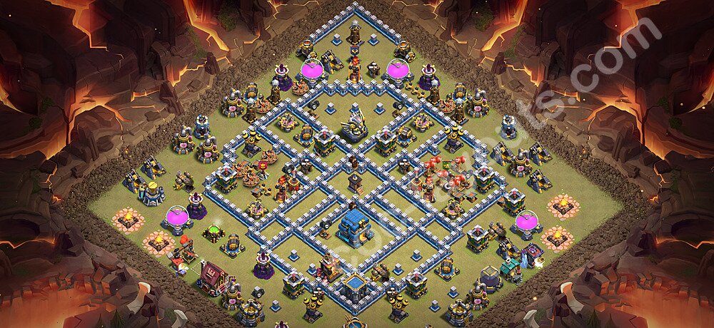 TH12 Anti 3 Stars CWL War Base Plan with Link, Copy Town Hall 12 Design 2026, #207