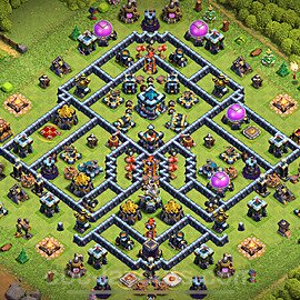 TH13 Anti 2 Stars Base Plan with Link, Hybrid, Copy Town Hall 13 Base Design 2024, #114