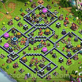 TH13 Anti 3 Stars Base Plan with Link, Hybrid, Copy Town Hall 13 Base Design 2025, #118