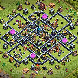 Ustawienie bazy do obrony TH13 z linkiem, Hybrydowy - Ratusz poziom 13 - COC 2025 - #121