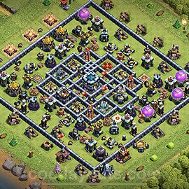 TH13 Anti 2 Stars Base Plan with Link, Legend League, Copy Town Hall 13 Base Design 2023, #16