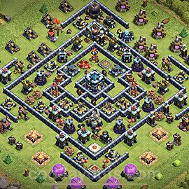 Top TH13 Unbeatable Anti Loot Base Plan with Link, Anti Everything, Copy Town Hall 13 Base Design, #34