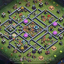 Diseño de aldea Anti 3 Estrellas Ayuntamiento 13 Copiar, Híbrido - COC TH13 Perfecta Distribucion 2023 + Enlace - #50