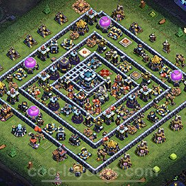 TH13 Anti 3 Stars Base Plan with Link, Hybrid, Copy Town Hall 13 Base Design 2023, #56