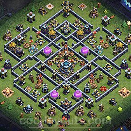 TH13 Anti 3 Stars Base Plan with Link, Hybrid, Copy Town Hall 13 Base Design 2023, #61