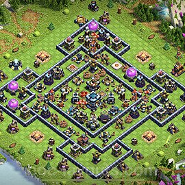 TH13 Trophy Base Plan with Link, Hybrid, Copy Town Hall 13 Base Design 2023, #67