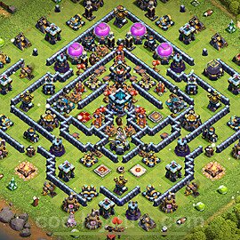 TH13 Anti 2 Stars Base Plan with Link, Legend League, Copy Town Hall 13 Base Design 2023, #78