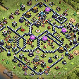 TH13 Anti 3 Stars Base Plan with Link, Copy Town Hall 13 Base Design 2023, #87