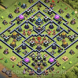 Anti Everything TH13 Base Plan with Link, Hybrid, Copy Town Hall 13 Design 2024, #90