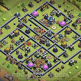 TH13 Anti 3 Stars Base Plan with Link, Copy Town Hall 13 Base Design 2024, #95