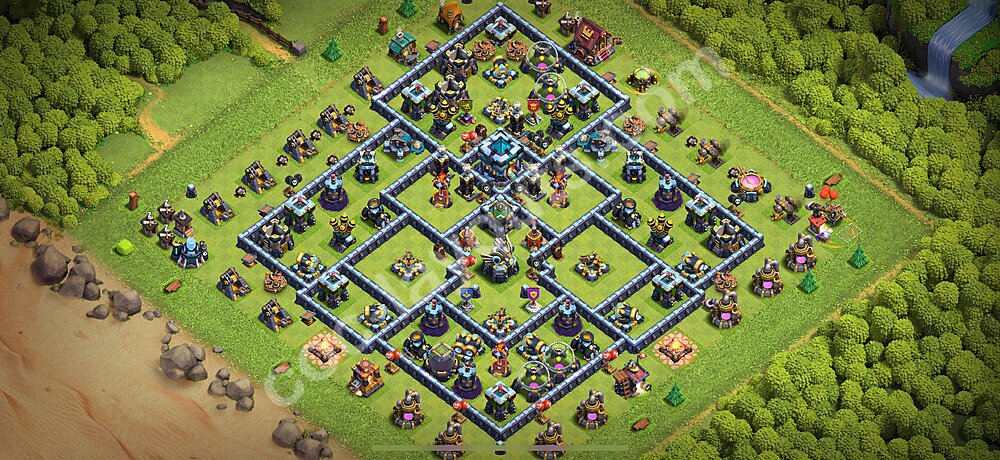 TH13 Anti 3 Stars Base Plan with Link, Copy Town Hall 13 Base Design 2026, #134