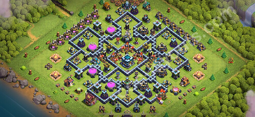 TH13 Anti 3 Stars Base Plan with Link, Copy Town Hall 13 Base Design 2026, #137
