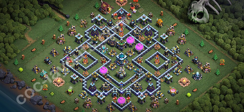 Top Anti 3 Etoiles Base HDV 13 + Lien (Link), Anti Air / Electro Dragon 2026 - Hôtel de Ville 13 Base Copier - #144