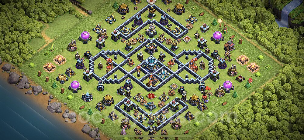 TH13 Anti 2 Stars Base Plan with Link, Legend League, Copy Town Hall 13 Base Design 2023, #24