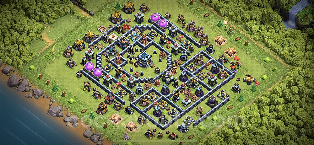 TH13 Trophy Base Plan with Link, Anti Air / Electro Dragon, Copy Town Hall 13 Base Design 2023, #26