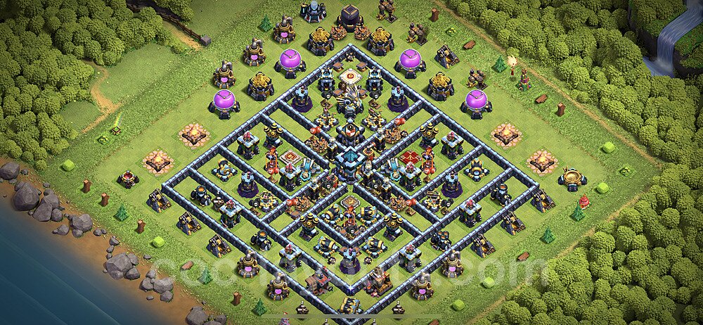 TH13 Anti 2 Stars Base Plan with Link, Legend League, Copy Town Hall 13 Base Design 2023, #36