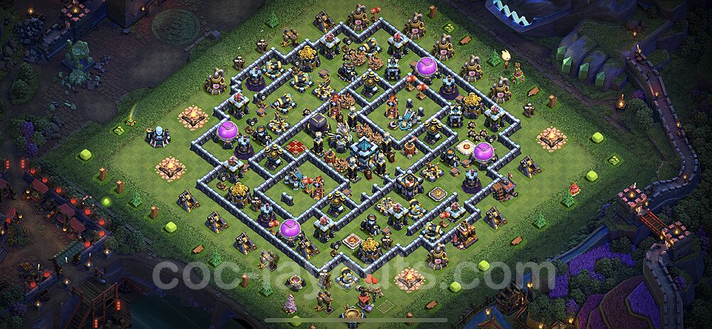 TH13 Trophy Base Plan with Link, Legend League, Hybrid, Copy Town Hall 13 Base Design 2022, #42