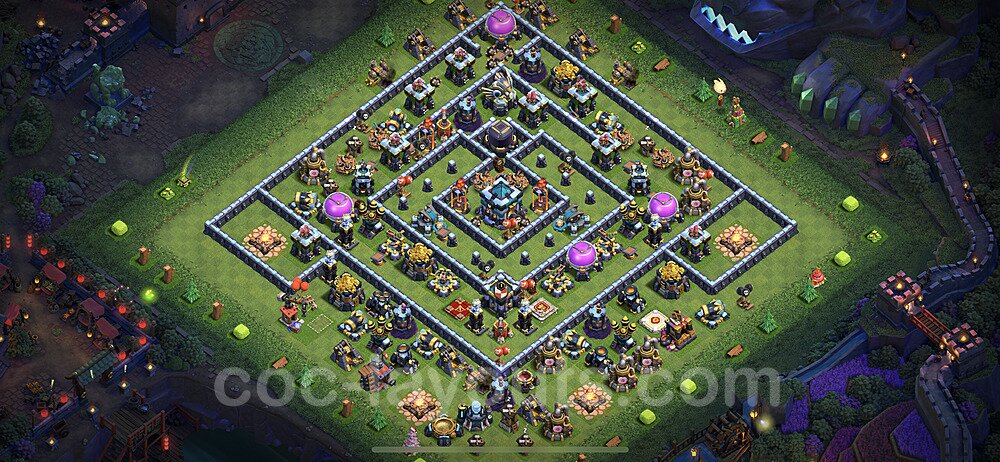 TH13 Anti 3 Stars Base Plan with Link, Copy Town Hall 13 Base Design 2023, #51