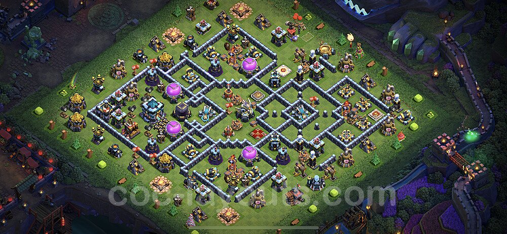 TH13 Anti 3 Stars Base Plan with Link, Anti Everything, Copy Town Hall 13 Base Design 2022, #52