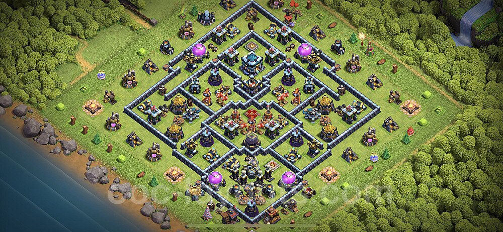 Anti Everything TH13 Base Plan with Link, Hybrid, Copy Town Hall 13 Design 2024, #90